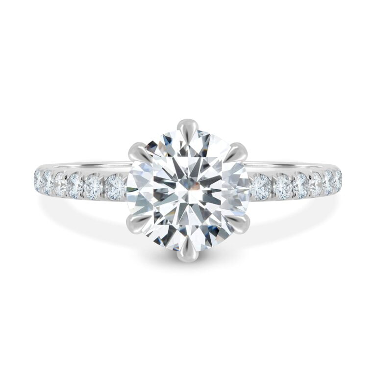 Alexandria – 6 Claw Pavé Round Solitaire