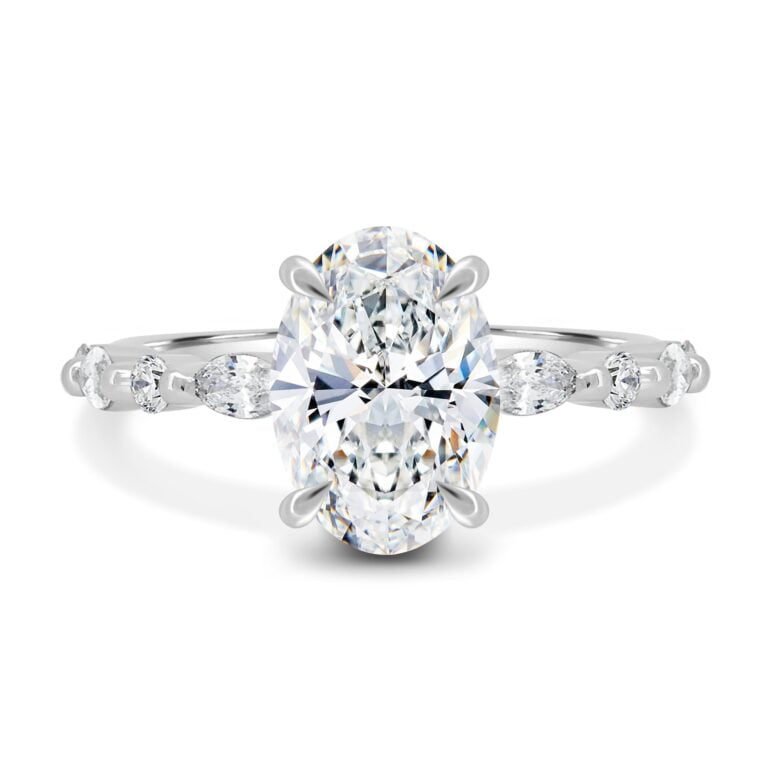 Alyssa – Oval Solitaire with Accent Stones