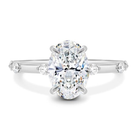 Elise – Oval Solitaire with Hidden Halo and Accent Stones