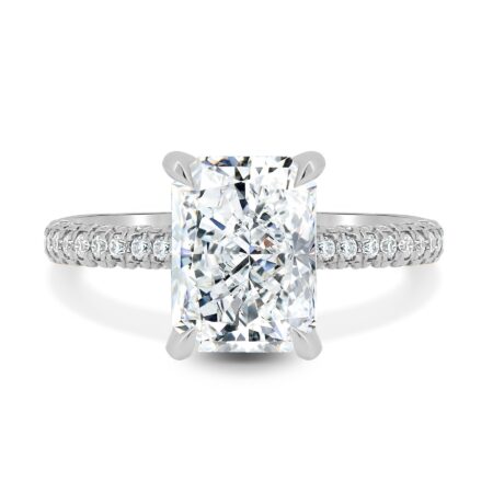 Irene - Radiant Solitaire with Hidden Halo and Side Stones