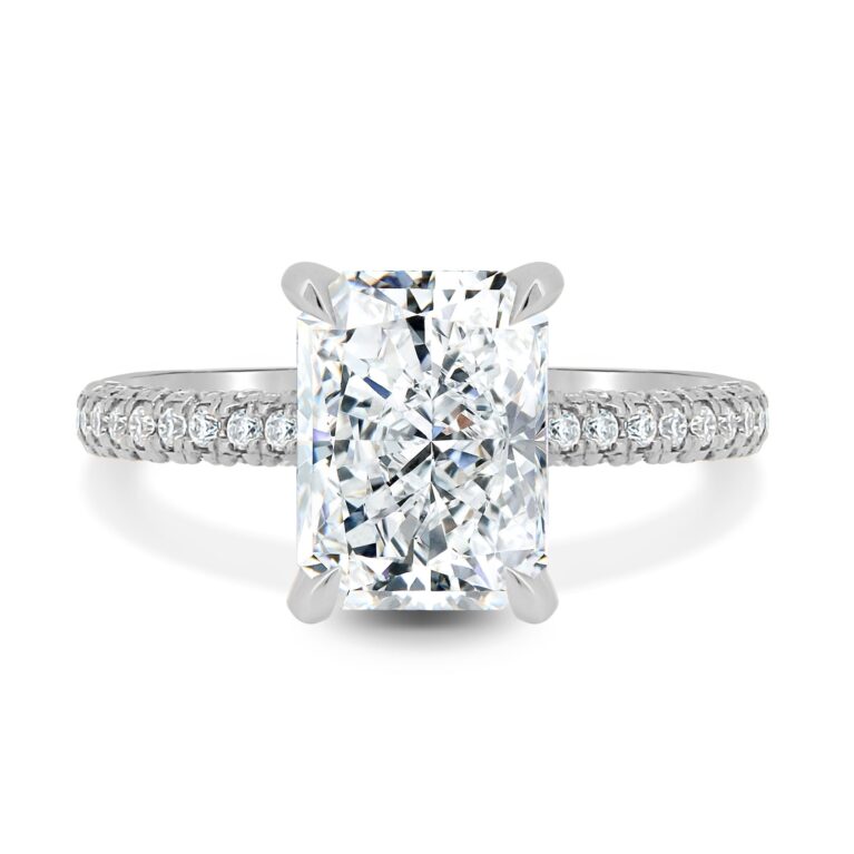 Irene - Radiant Solitaire with Hidden Halo and Side Stones