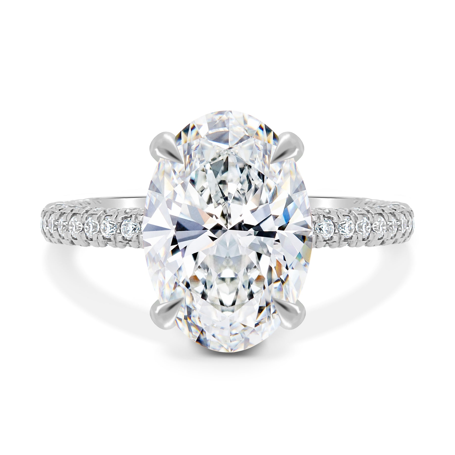 Penelope – Oval Solitaire with Hidden Halo and Triple Pavé