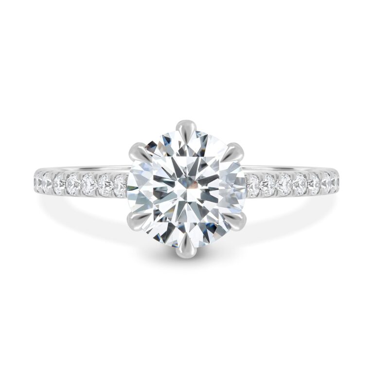 Siobhan - 6 Claw Round Solitaire with Hidden Halo and Collar