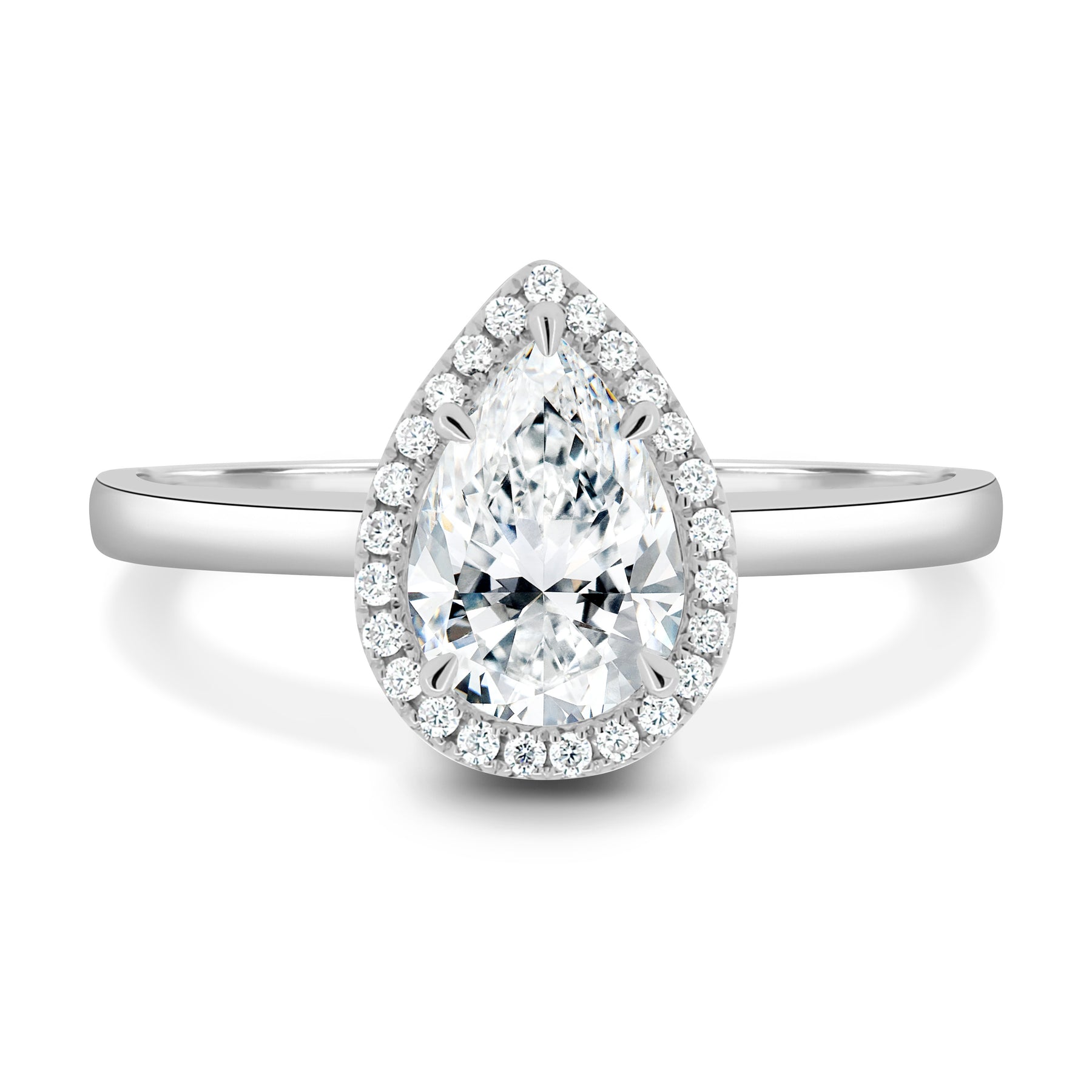 Viola – 5 Claw Cathedral Pear Halo