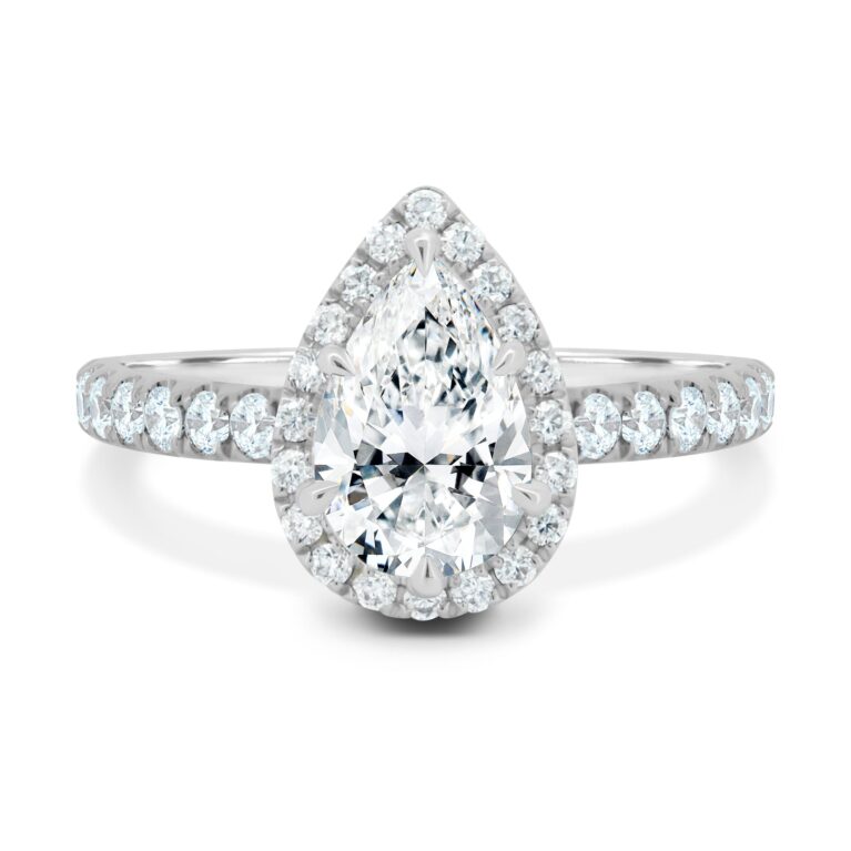 Kirsten – Pear Halo with Pavé